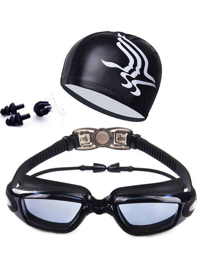 Swimming Accessories, HD Waterproof Anti Fog Swimming Goggles Swim Cap Set - UV Protection Anti Shatter Lenses 25*25*25cm