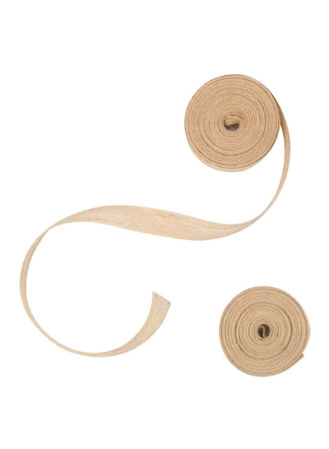 Set of 2 Natural Jute Burlap Craft Ribbon Brown