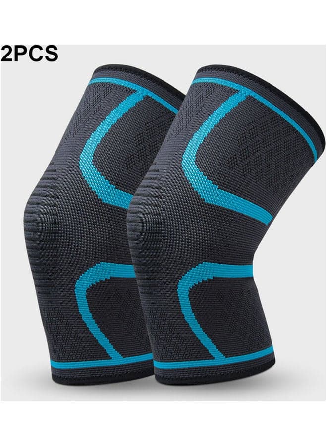 2PCS Men Women Knee Pad Knee Compression Sleeve Knitted Fabric Joint Pain-Relief Football Knee Brace L