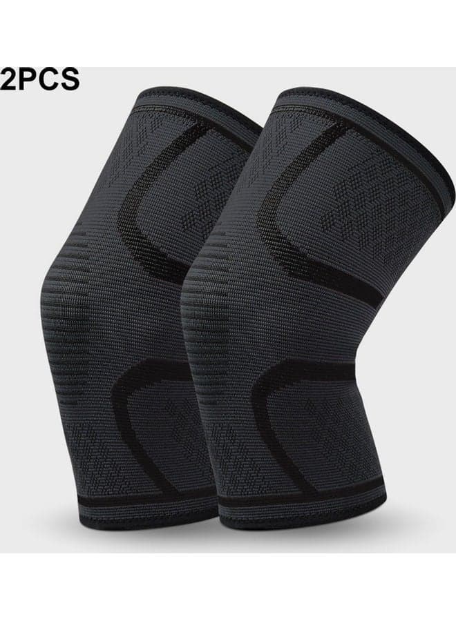 2PCS Men Women Compression Sleeve Knitted Fabric Joint Pain-Relief Football Knee Pad Brace XL 20*5*12cm