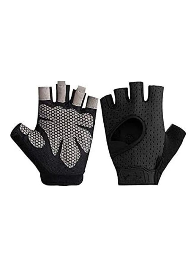 Black Weight Lifting Gym Gloves With Anti-Slip Leather Palm 28.9 x 18.4 x 2.1cm