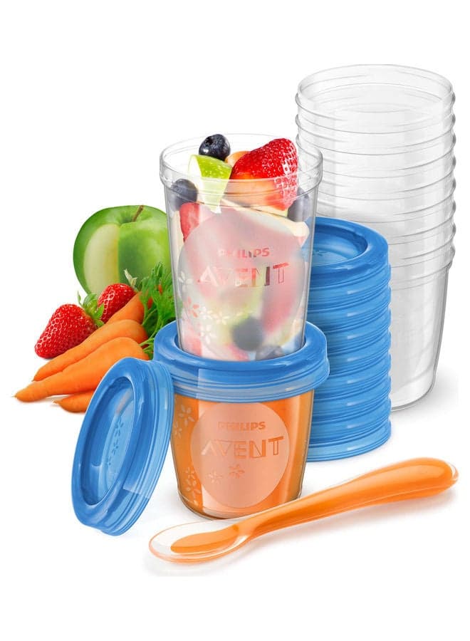 Pack of 20 Baby Food Storage Cups with Weaning Spoon