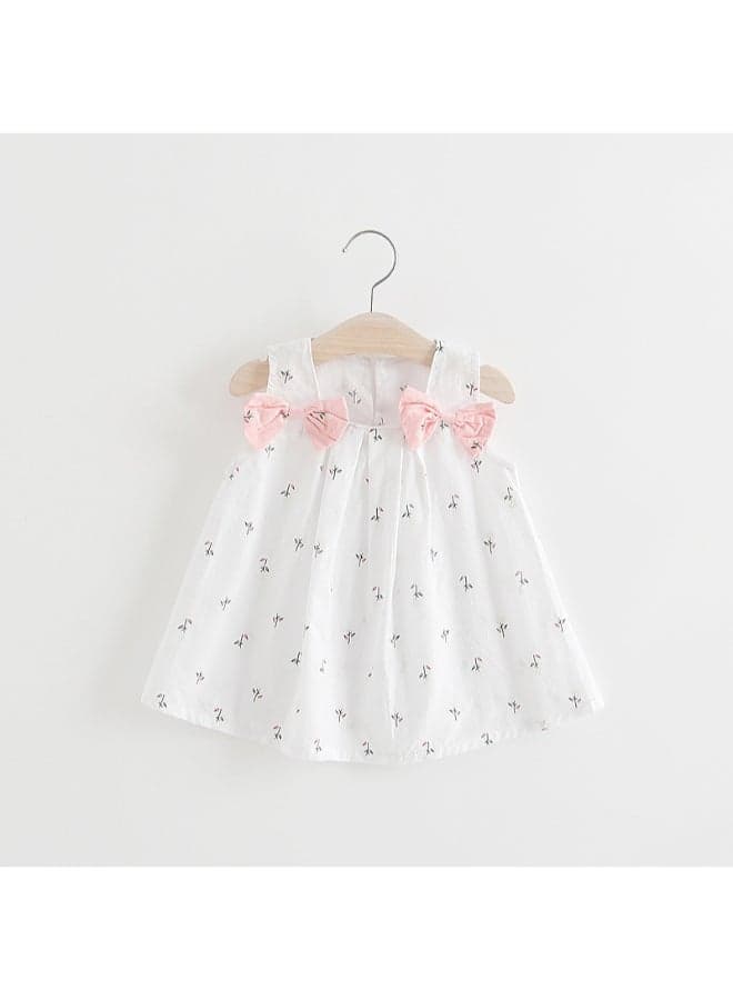 Flower Printed Sleeveless Dress White/Pink