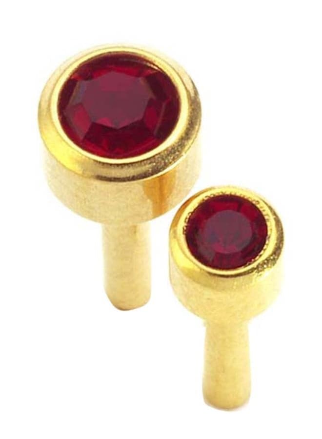 Gold Plated January Garnet Birth Stone Stud Earrings