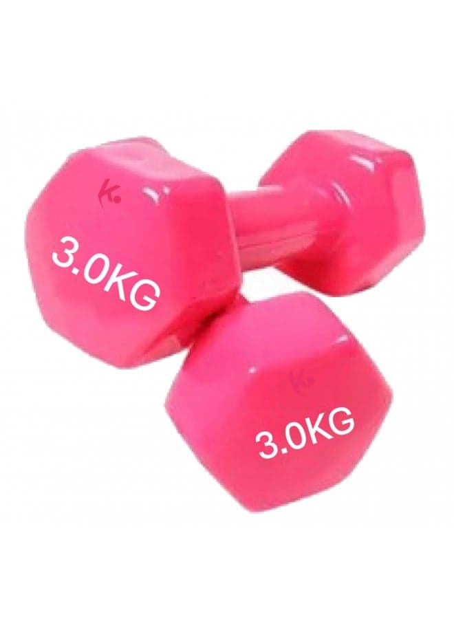 2-Piece Vinyl Weight Lifting Training Dumbbell Set 2 x 3kg