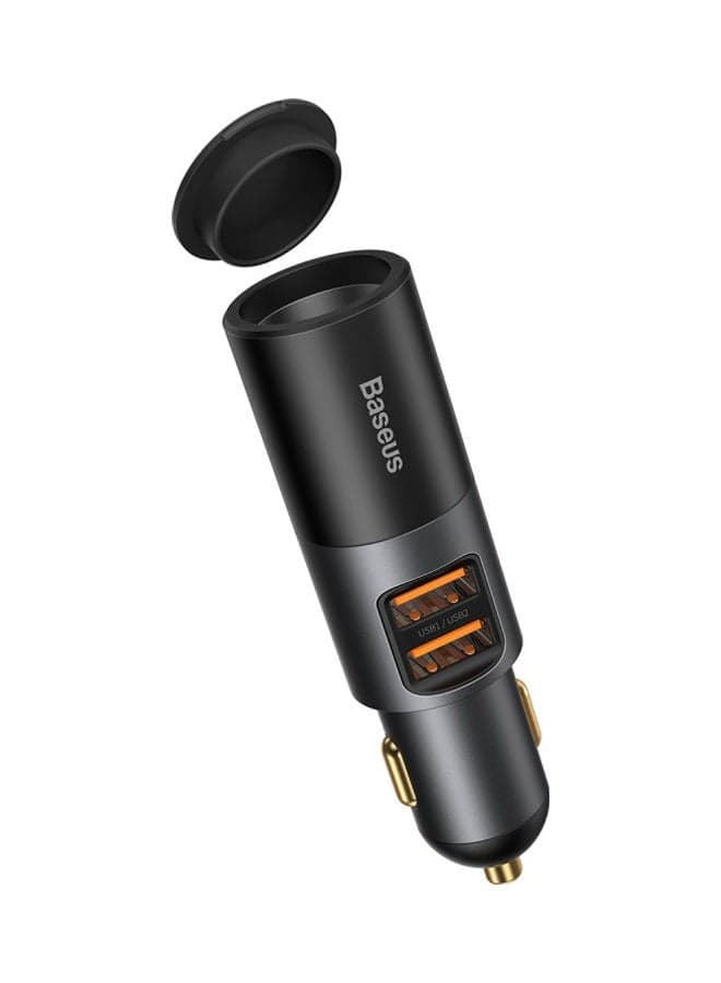 USB C Car Charger 120W Multi USB Fast Charging QC 3.0 & PD 3.0 30W+30W+60W 2 USB and Expansion Ports Cigarette Lighter for Smartphones/Tablets/Switch Black