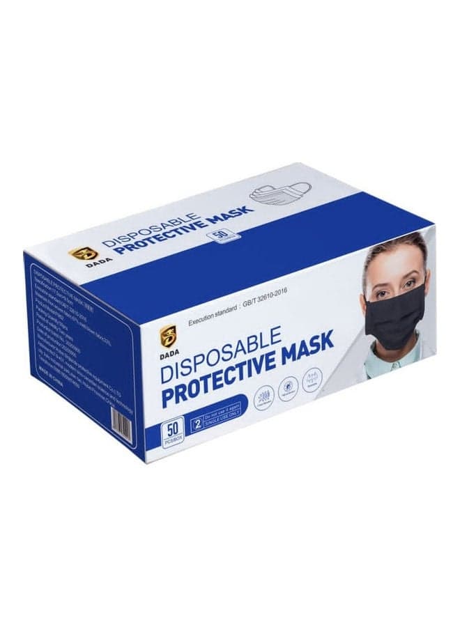 50-Piece Disposable Black Face Mask