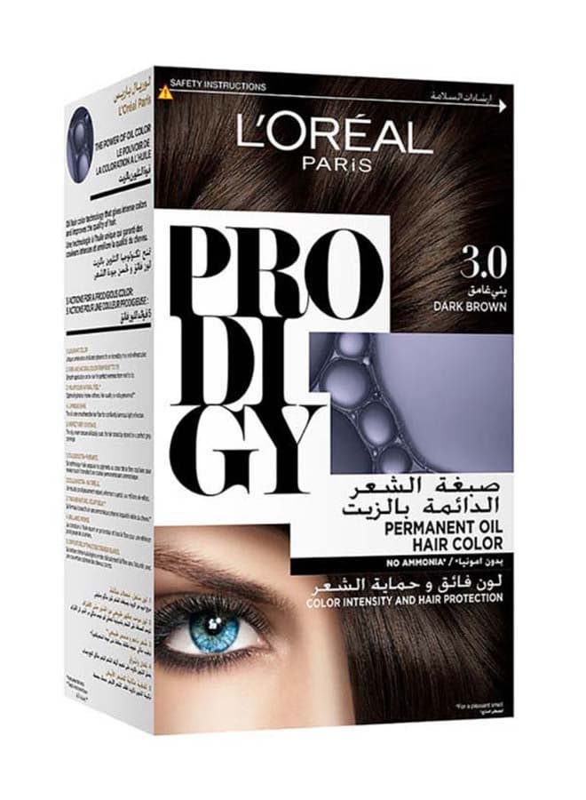 Prodigy Hair Color/Dye Micro-Oil Technology For Smooth Natural Hair Grey Hair Coverage 3.0 Dark Brown 182ml