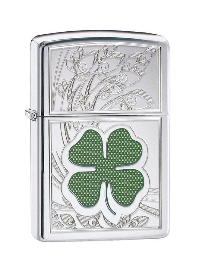 Clover High Polish Chrome Design Windproof Lighter 2.25inch