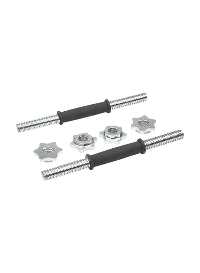 2-Piece Dumbbell Bar With Rubber Hand And Lock 40x2.5x2.5cm