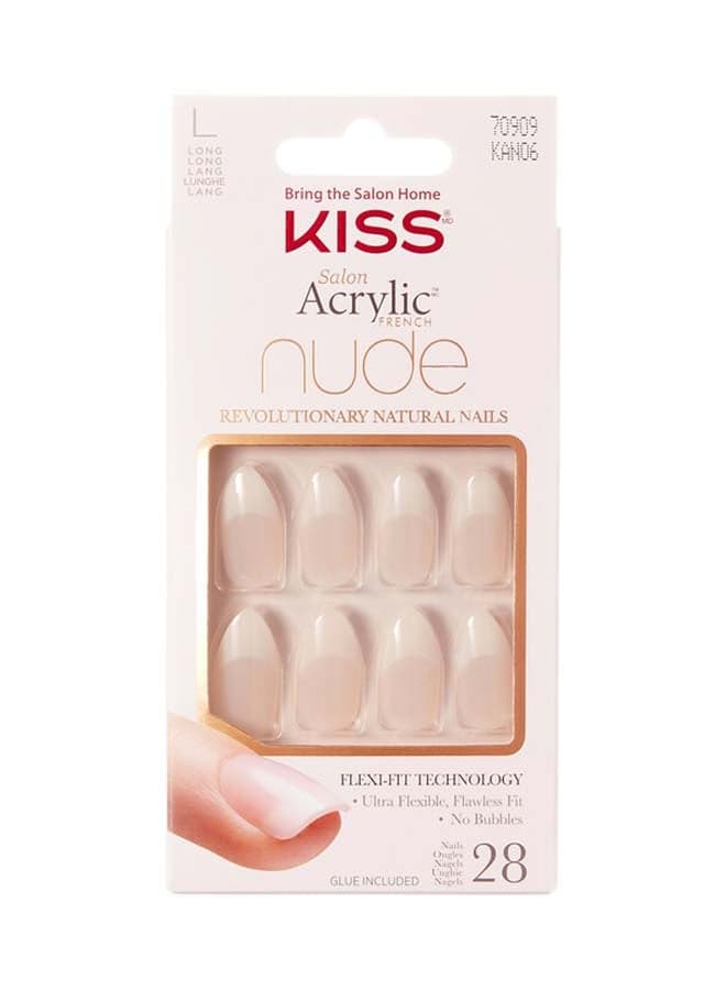 28-Piece Salon Acrylic French False Nails Nude