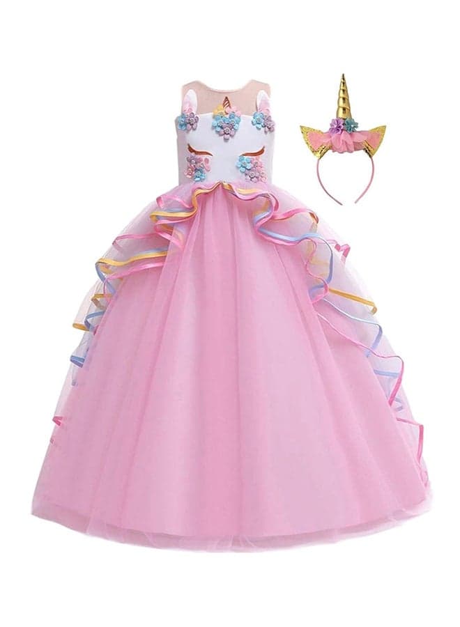 Unicorn Princess Costume Birthday Pageant Party Dance Performance Fancy Dress Up Outfit 4 - 5 Years
