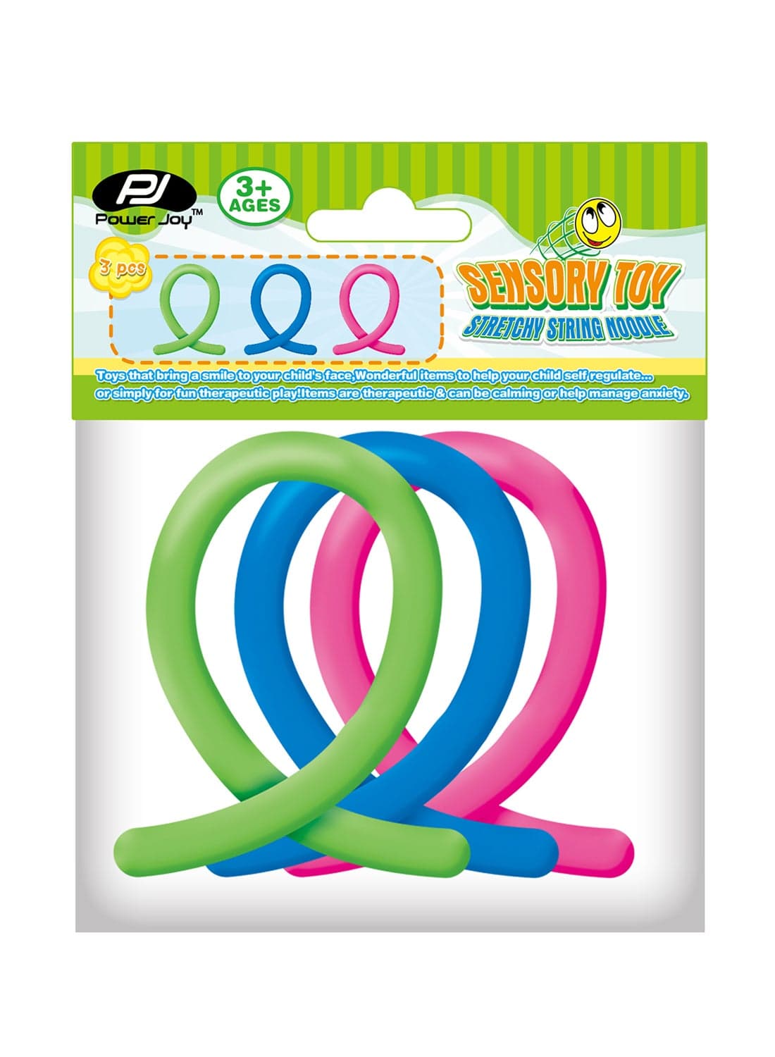 Sensory Toy Stretchy Noodle 3 Pieces Assorted