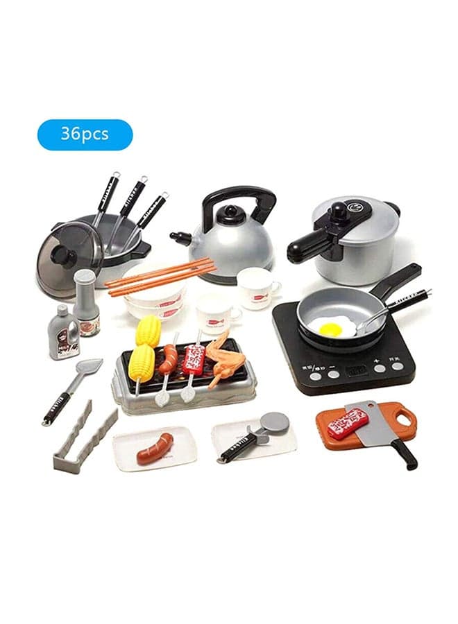 36-Piece Realistic Kitchen Plastic Miniature Pretend Play Toy Set For Kids
