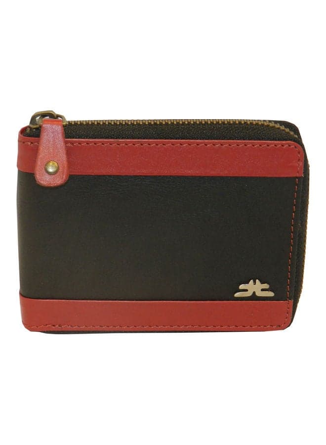 Genuine Leather Designer Wallet With Full Zipper Black