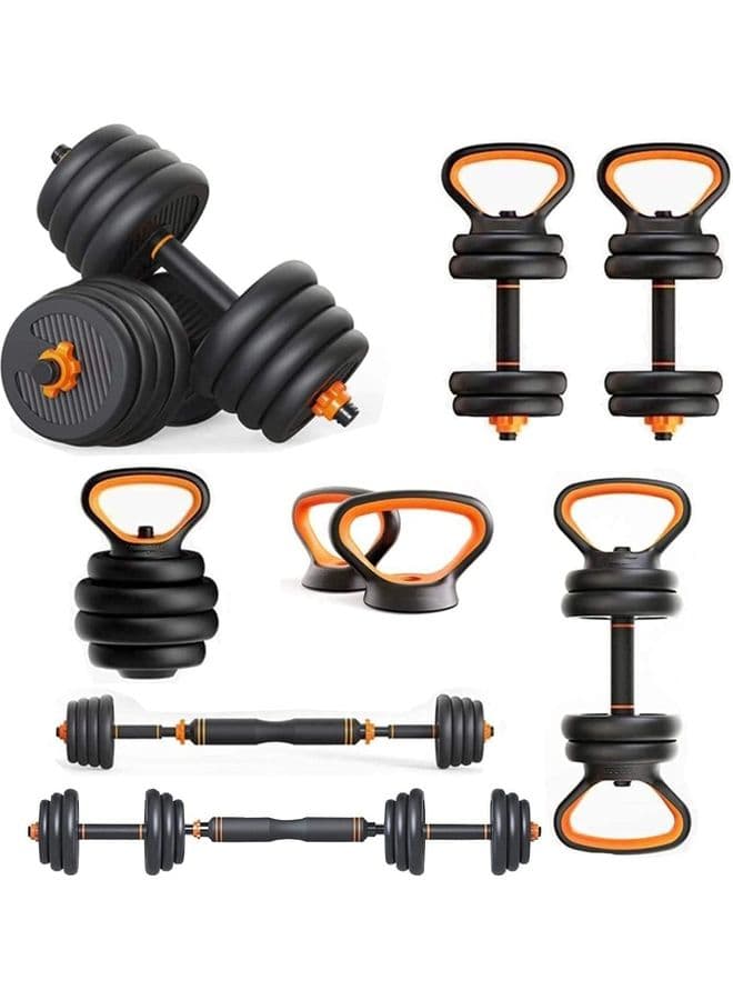 Adjustable Dumbbells Multifunctional Weights Kettlebell & Barbell Set 10kg