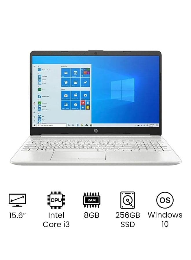 (Upgraded Version) 15-dw Laptop With 15.6-Inch Full HD Display, Core i3-1115G4 Processer/8GB RAM/256GB SSD/Intel UHD Graphics/Windows 10 English Silver