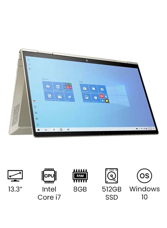(Upgraded Version) ENVY 13M-BD0033DX X360 Laptop With 13.3-Inch Full HD Display, 11th Gen Core i7-1165G7Processor/8GB RAM/512GB SSD/Intel Iris Graphics/Windows 10 /International Version Pale English Pale Gold