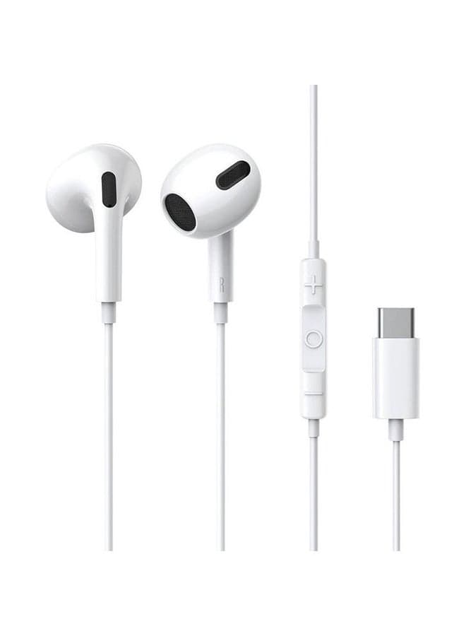 Enock Type C Earphone, USB C Wired Earbuds with Microphone & Volume Control – In-Ear Earphones with 14mm Hi-Fi Drivers, Ergonomic Half-In-Ear Fit, Lightweight 21g Design, Durable TPE Cable, Compatible with iPhone 16/15 Pro Max, iPad Pro/Air, Samsung Galaxy, Xiaomi & More White