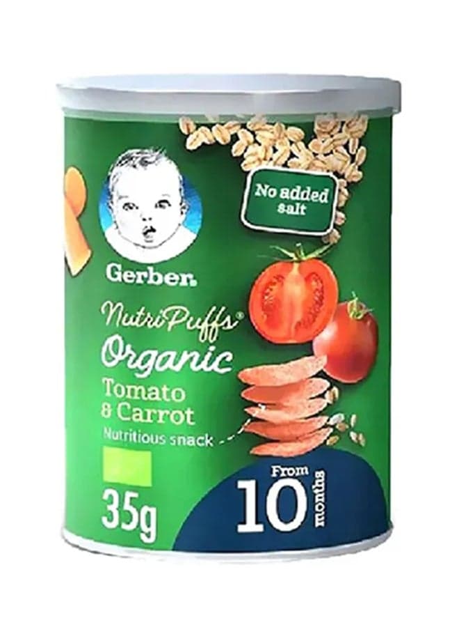 Organic NutriPuffs Tomato And Carrot Chips Tomato 35grams