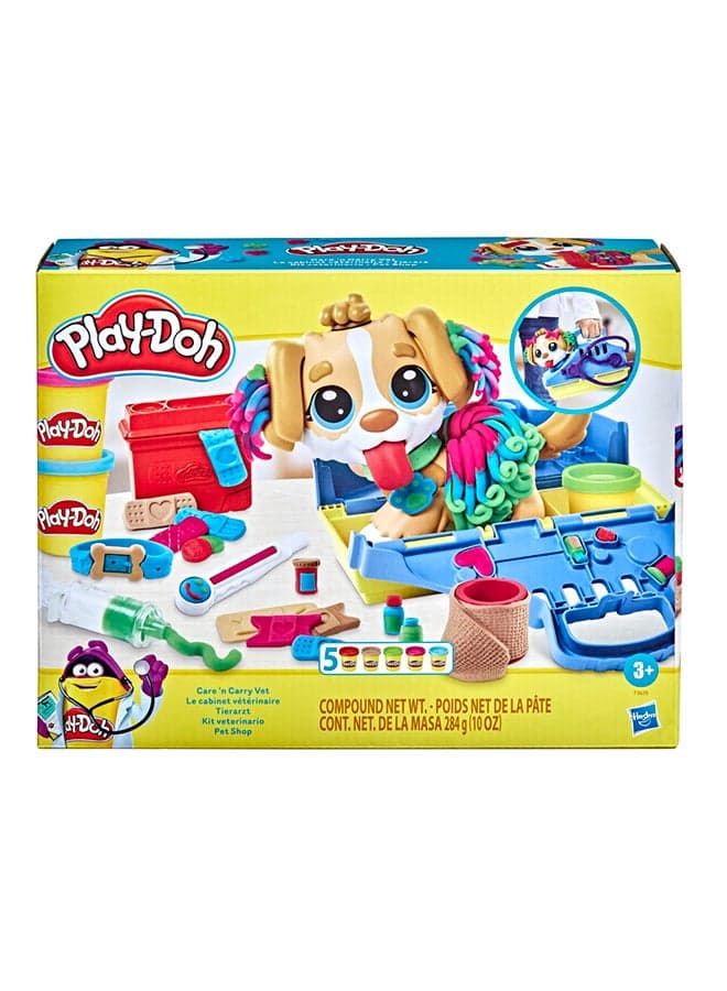 Care And Carry Vet Playset for Kids 3 Years and Up with Toy Dog, Storage, 10 Tools, and 5 Modeling Compound Colors, Non-Toxic