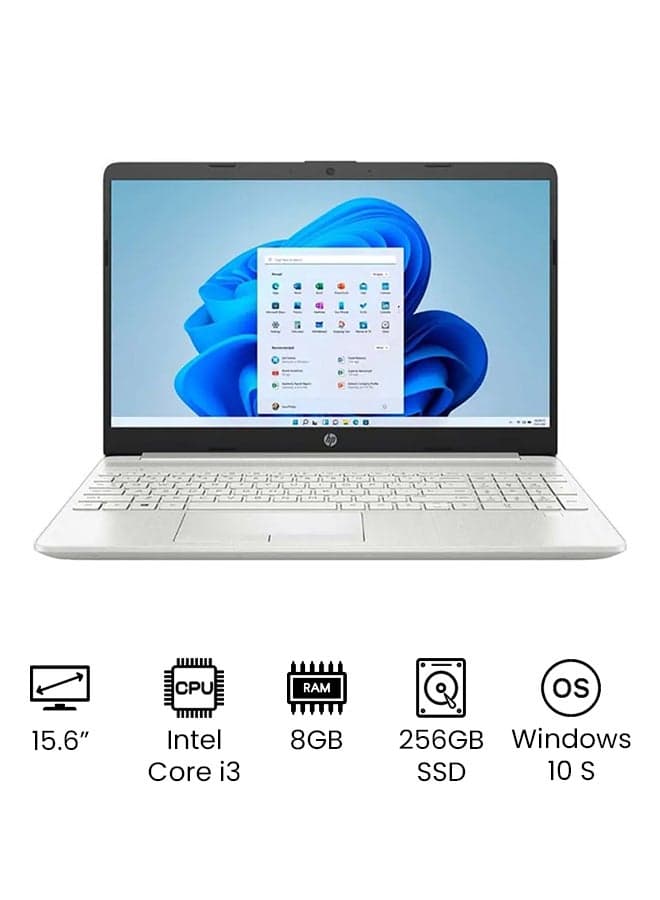 (Upgraded Version) 15-dw3033dx Laptop With 15.6-Inch Full HD Display, Core i3-1115G4 Processer/8GB RAM/256GB SSD/Intel UHD Graphics/Windows 10S /International Version English Silver