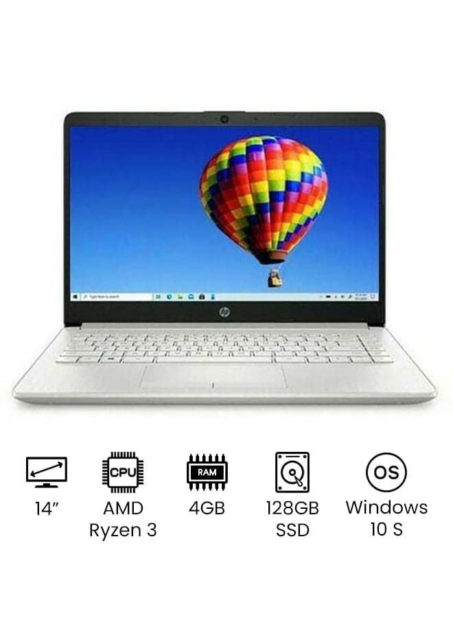 (Upgraded Version) 14-dk1032 Laptop With 14-Inch Full HD Display,AMD Ryzen 3 3250U Processer/128GB SSD/4GB RAM/Intel UHD Graphics/Windows 10S /International Version / English/Arabic Silver