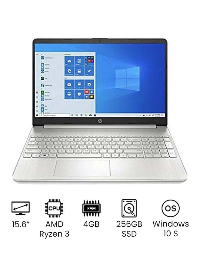 (Upgraded Version) 15-EF1041NR Laptop With 15.6-Inch HD Display, AMD Ryzen 3 3250U Processer/4GB RAM/256GB SSD/Intel UHD Graphics/Windows 10S /International Version English Silver