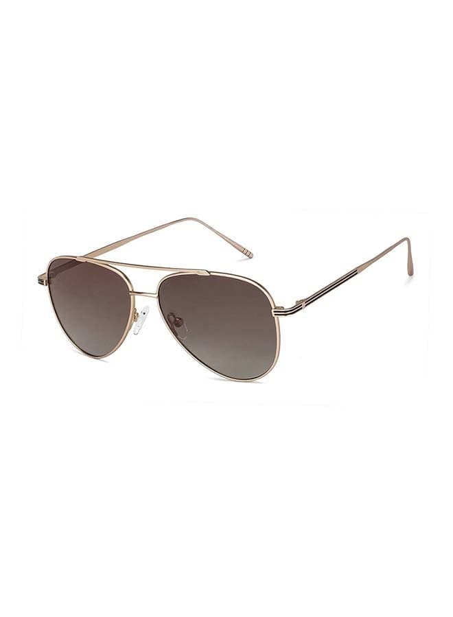 Tints Full Rim Polarized And UV Protection Aviator Stylish & Premium Sunglasses JJ S11472L - Lens Size: 55mm - Gold