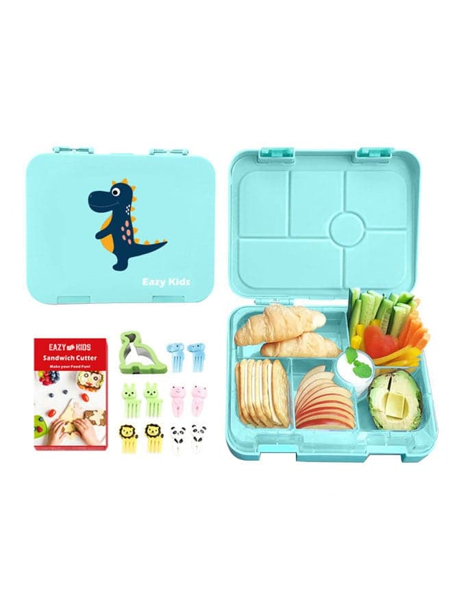 Dinosaur Bento Lunch Box, 6 Compartment, Free Sandwich Cutter