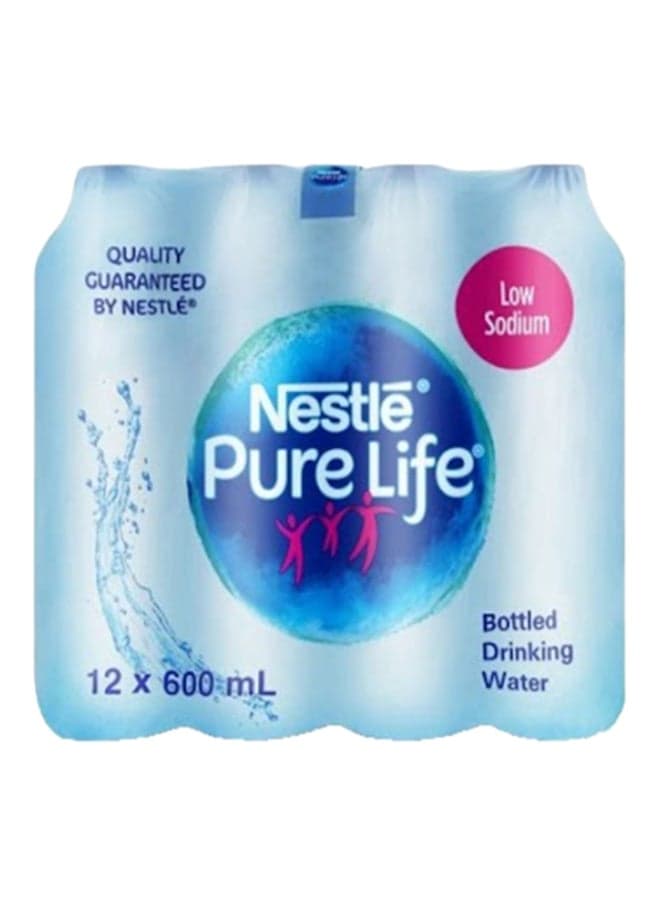 Pure Life, Low Sodium, Bottled Drinking Water 600ml Pack of 12