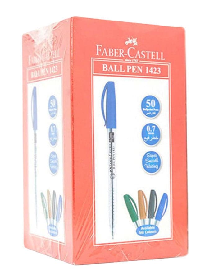 50-Piece Ball Pen Set Blue 0.7mm Tip Blue