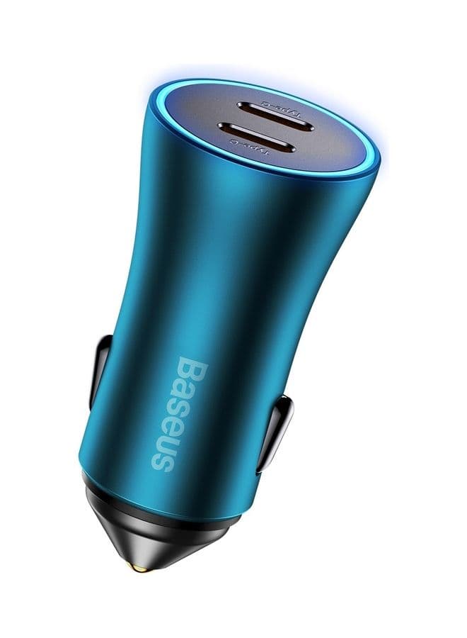 Fast Car Charger PD 40W Dual USB C Ports Fast Charging Car Power Adapter for iPhone 14/iPhone 14 Pro/iPhone 14 Pro Max/13 Pro Max/13/12/11, New iPad 9, iPad mini 6 2021,Galaxy S22 and more Blue