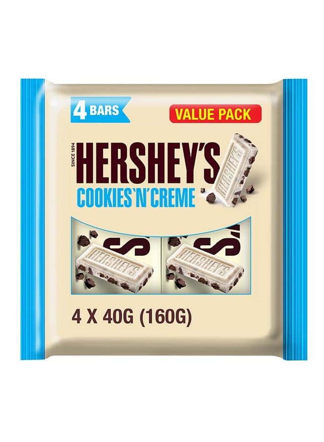 Candy Bar, Cookies ‘N’ Creme Flavour Value Pack, 4 Bars 40grams Pack of 4