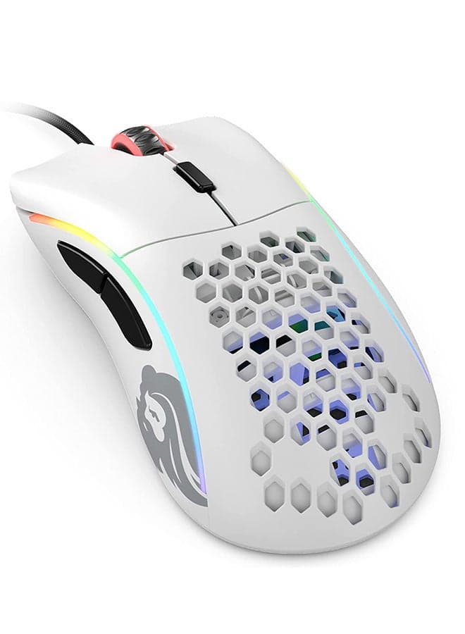 Glorious White Gaming Mouse - Glorious Model D Gaming Mouse Honeycomb - Ultralight RGB Mouse - PC Mouse - 68 g - Glossy White Mouse