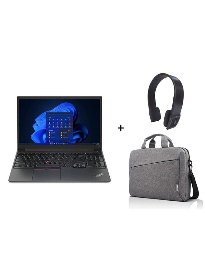 (Upgraded Version) ThinkPad E15 Laptop With 15.6-Inch Display, Core i7 1255u Processor/16GB RAM/512GB SSD/Intel Iris XE Graphics/Windows 11 Pro With Wireless Bluetooth Headset And Laptop Bag English Black