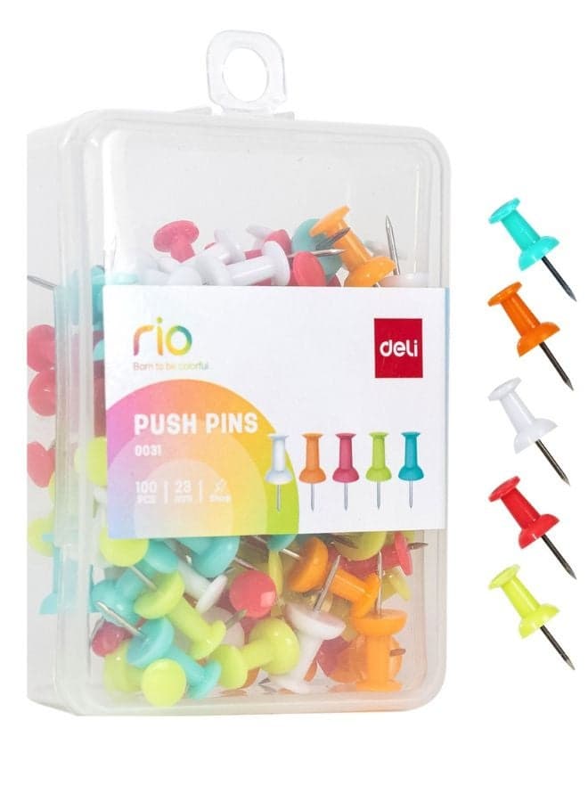 100-Piece Desk Office Series Push Pins Set Red/Yellow/Green