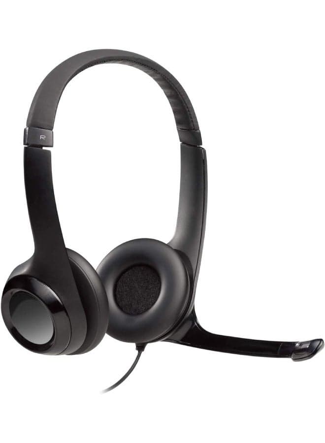 H390 Wired Headset, Stereo Headphones With Noise-Cancelling Microphone, USB, In-Line Controls, PC/Mac/Laptop Black