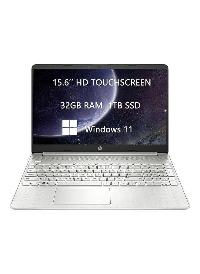 (Upgraded Version) Touch-Screen Laptop With 15.6-Inch Display, Core i5-1135G7 Processor/32GB RAM/1TB SSD/Intel Iris XE Graphics/Windows 11 With ROKC HDMI Cable / English/Arabic Silver