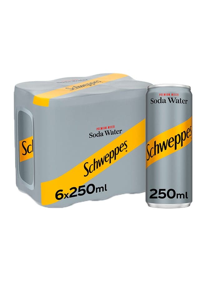 Soda Water Carbonated Drink Can 250ml Pack of 6