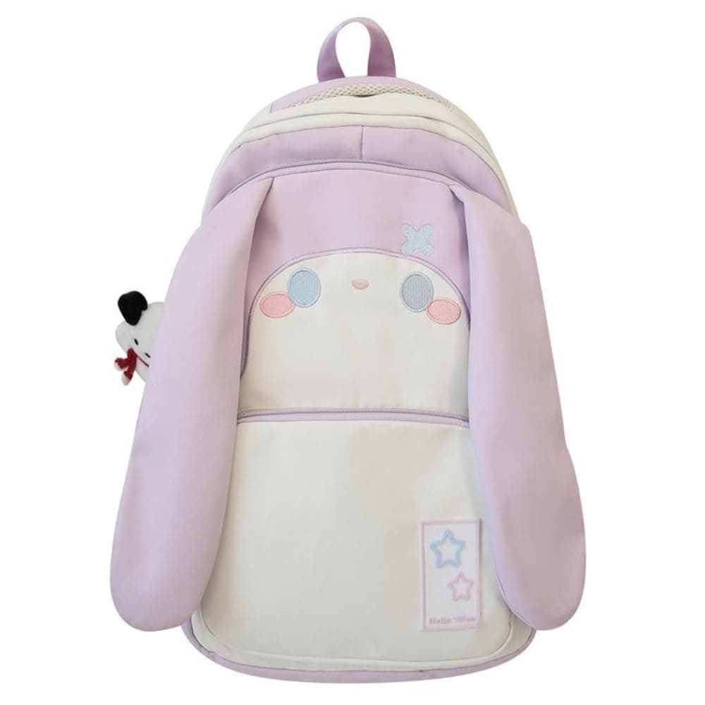 Cute Bunny Ear Backpack for Teen Girls Women Daypack for School Travel Work Casual Bookbag with Cute Pendant