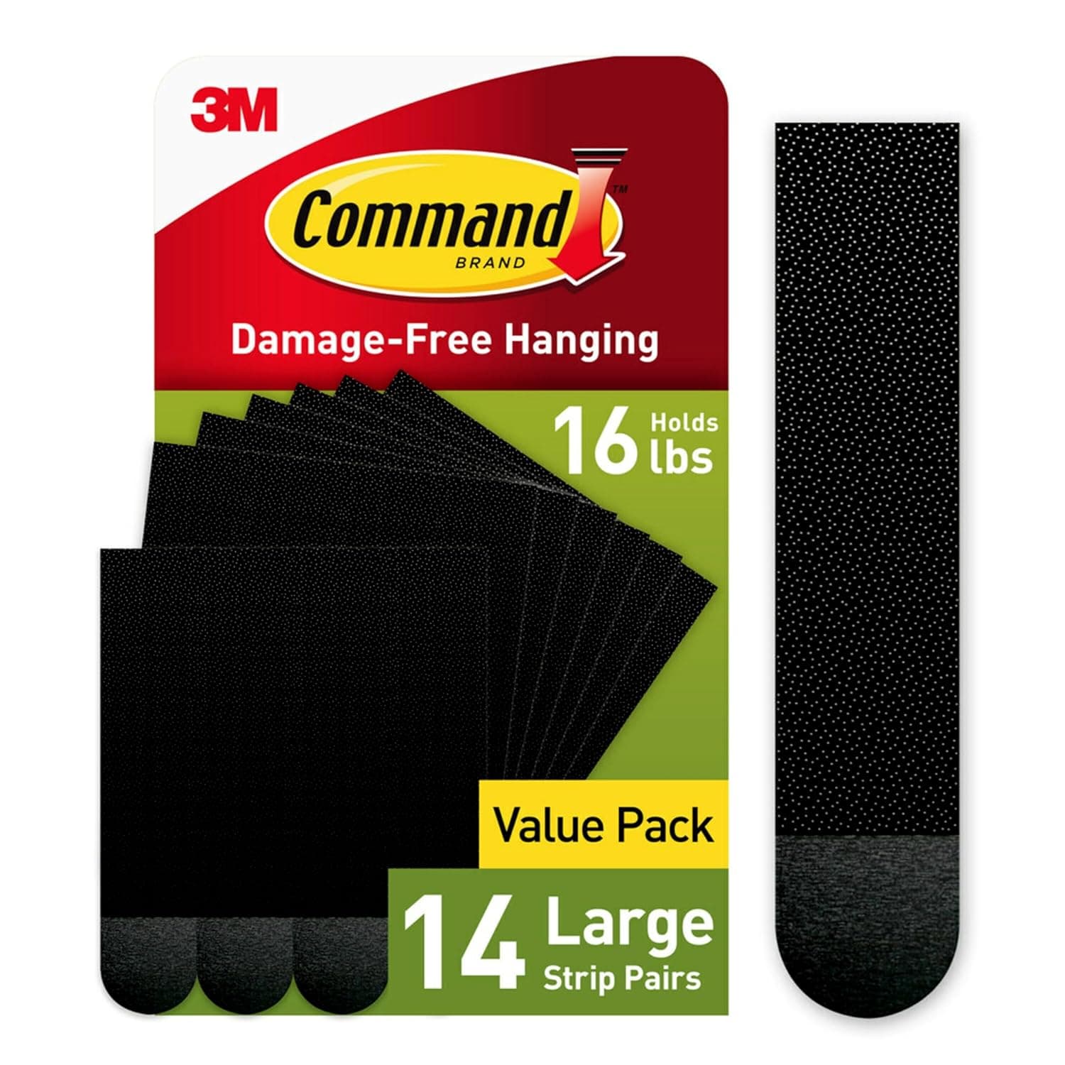 Command PH206BLK-14NA, Picture Hanging Strips, 14 Large Pairs,Black