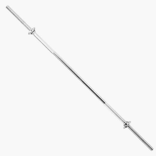 Straight Bar, Solid Steel, Chrome Plating, 180cm, 6kg, with Star Lock Rings, for Chest Back and Shoulder Exercises