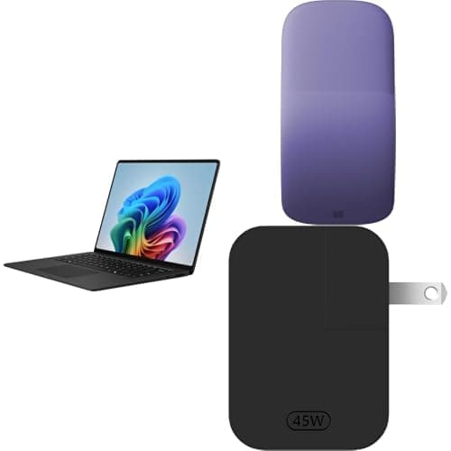 Microsoft Surface Laptop 15" (8th Edition) | 12 Co, Microsoft Surface Arc Bluetooth Mouse Violet (EP2-32835), Surface 45W USB-C Power Supply Black