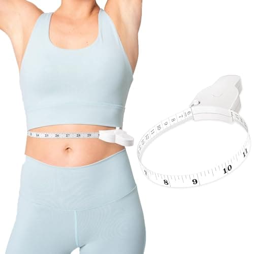 شريط قياس للجسم – شريط قياس قابل للسحب مع دبوس تثبيت وزر ضغط، مزوّد بمسطرة ثنائية الجانبين بدقة عالية بالوحدات المترية والإمبريالية، مناسب لقياسات الجسم والخياطة وأعمال التفصيل من تول هاوس (أبيض)