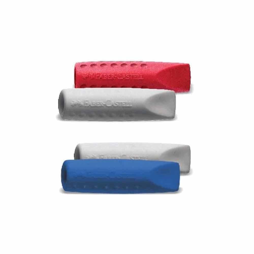 Faber-Castell Eraser Cap 2001 Twin Pack (2 pieces = 1 bag) red/grey or blue/grey assorted