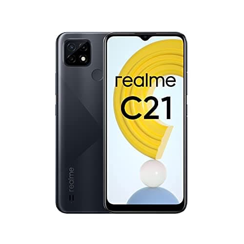 realme C21 Mobile Phone, Sim Free Unlocked Smartphone with 5000mAh Massive Battery, 6.5" Mini-drop Fullscreen, 13MP AI Triple Camera, Helio G35 Powerful Processor, Dual Sim, NFC, 4+64GB, Cross Black