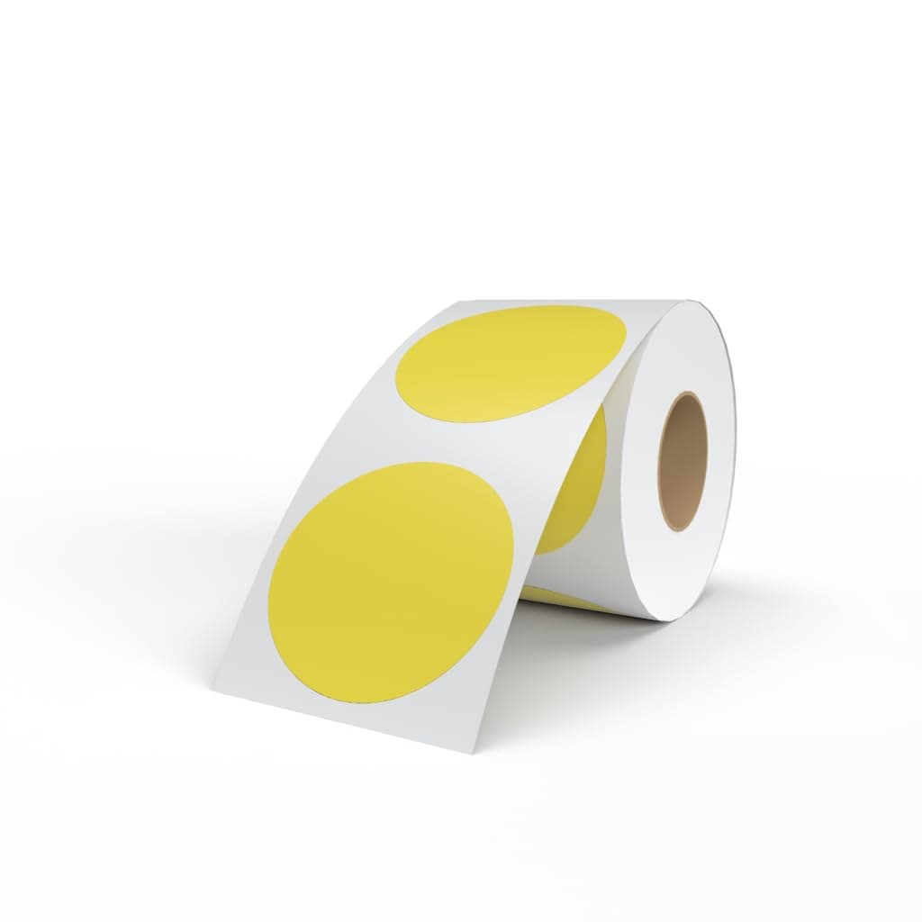 Circle Direct Thermal Labels, Self-Adhesive Thermal Labels Round roll Stickers, 3in 1000 /Roll (Yellow)