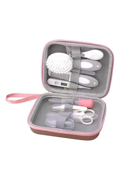 10-Piece Baby Grooming Kit with Travel Case, Pink, Complete Care Set with Nail Clippers, Scissors, Brushes and Essential Tools
