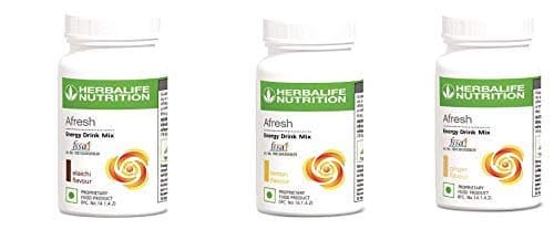 Herbalife Afresh Energy Drink 50gm Each pack of -3 (Elaichi-Lamon-Ginger)